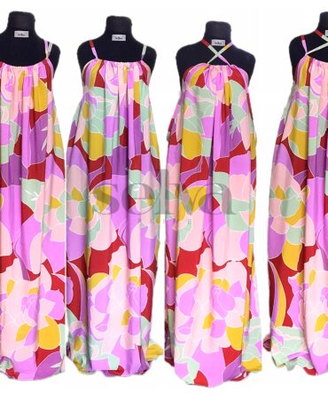 Low back maxi dress with pockets and adjustable straps